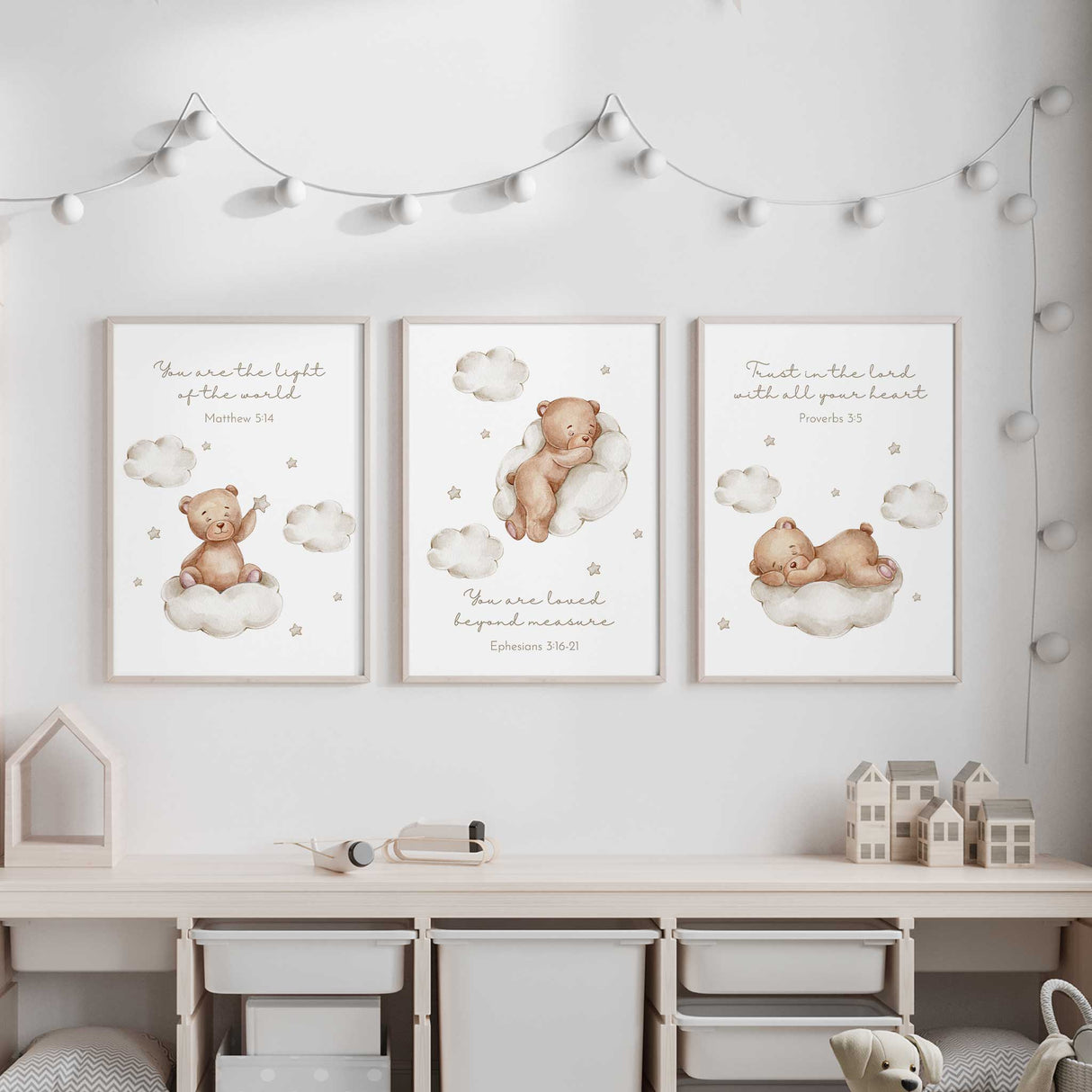 nspirational nursery wall art with Bible verse Joshua 1:9, featuring a whimsical and colorful design