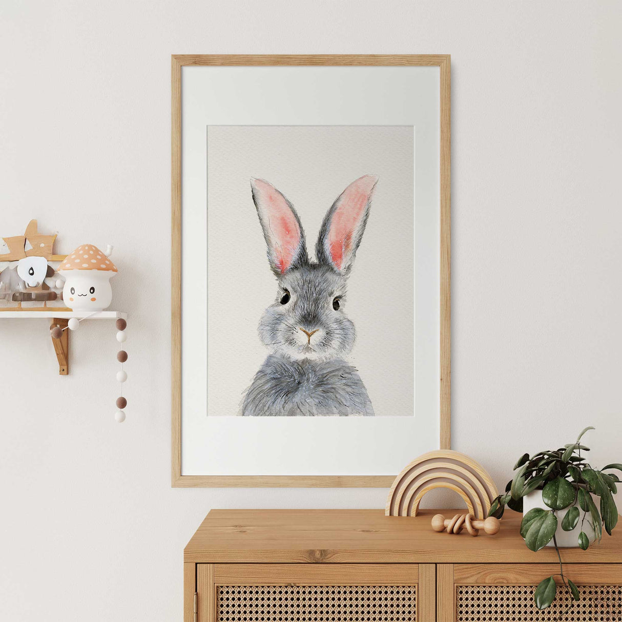 Gender neutral bunny print for nursery