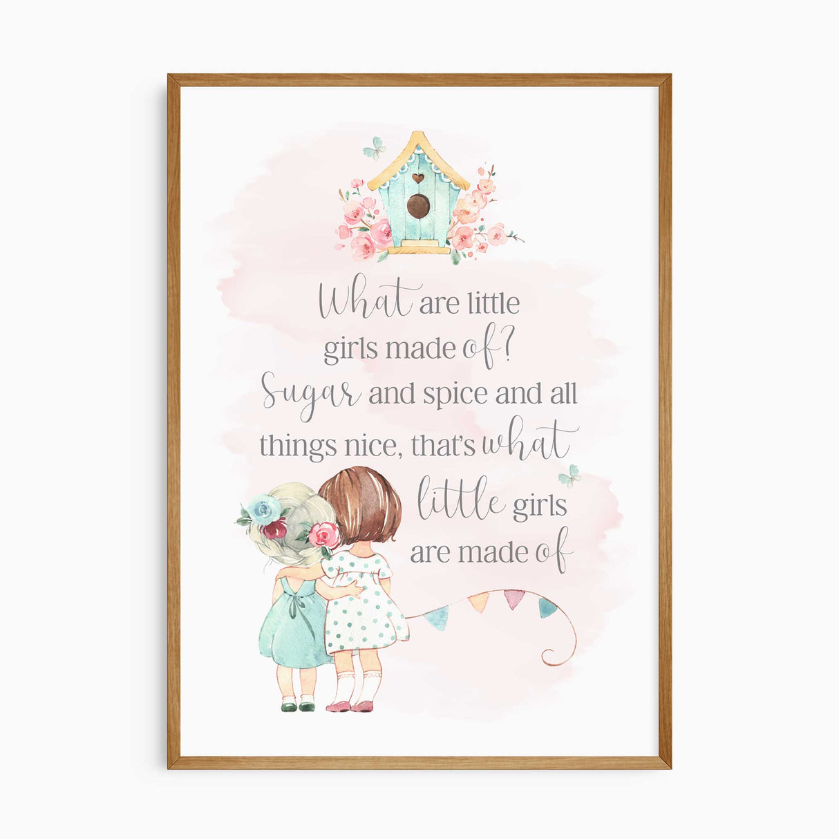 Sugar and spice girls wall art print in soft pastel tones