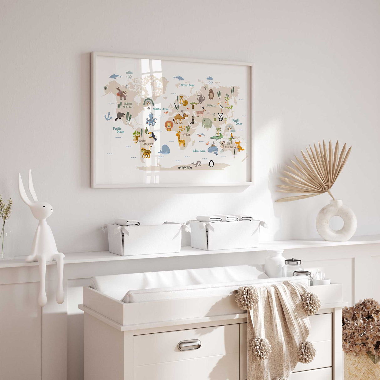 Kids World Map Print – Illustrated with Animals