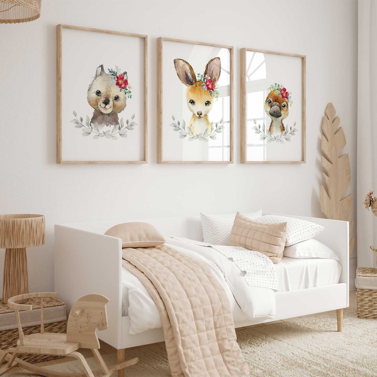 Floral Australian Animals Nursery Wall Art Set for Girls – My Tommy Prints