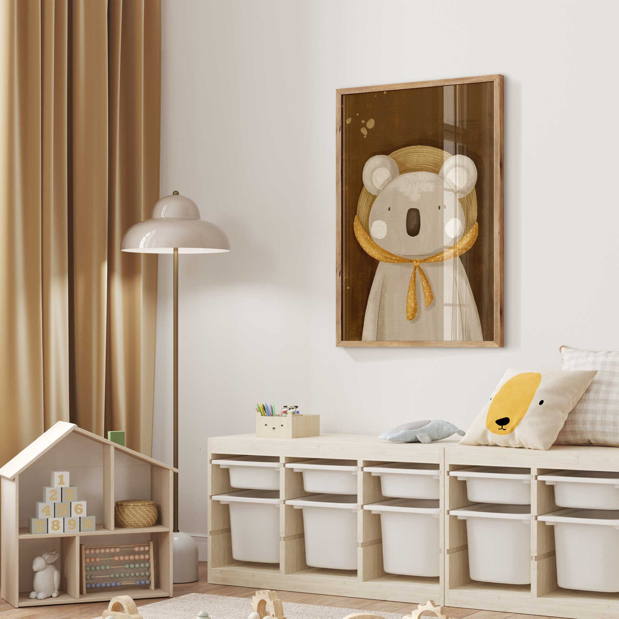 Hand-painted Australian koala wall print for nursery or kids’ bedroom decor.