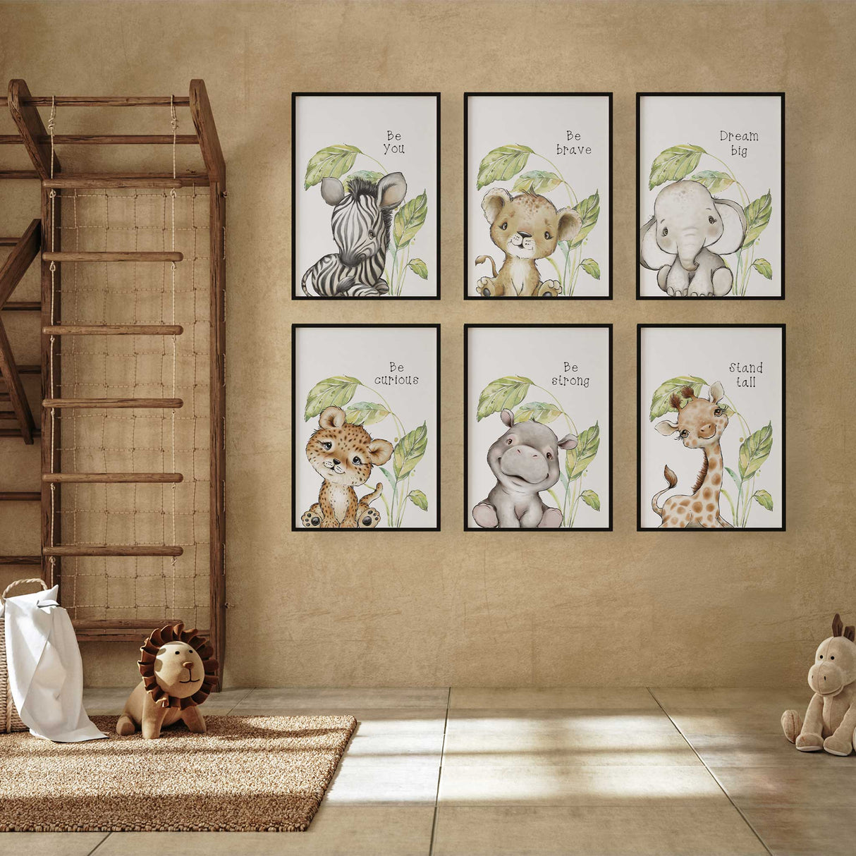 Baby animal quote wall art prints for safari themed nursery decor