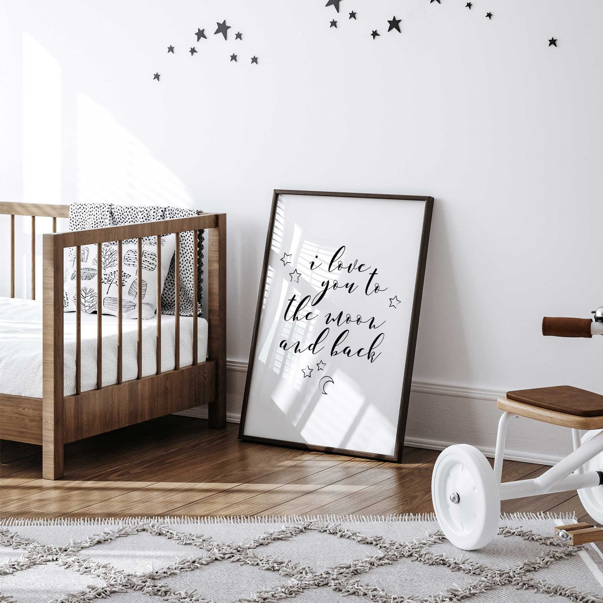Black and white quote print for baby room decor