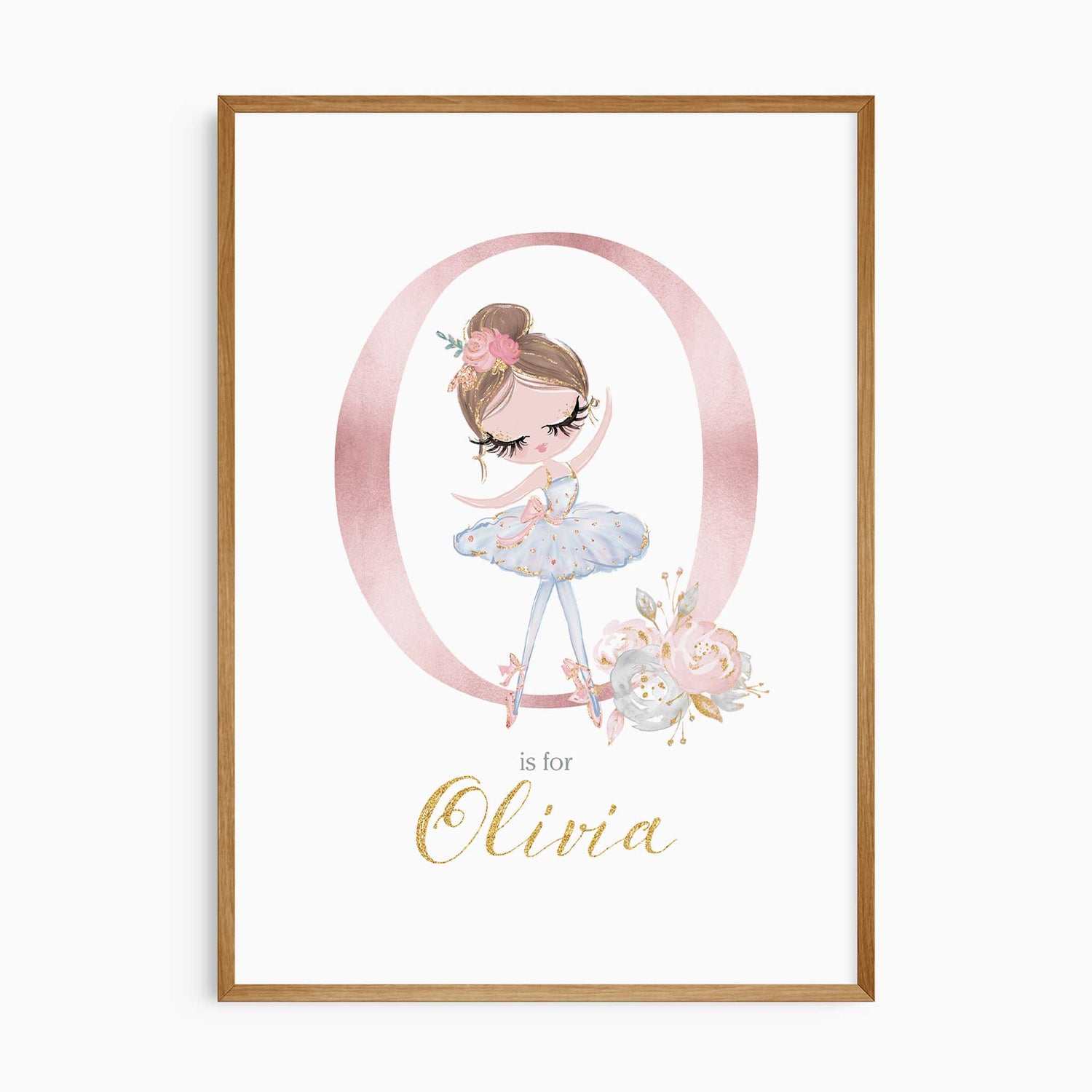 Personalised ballerina name print for girls bedroom wall decor