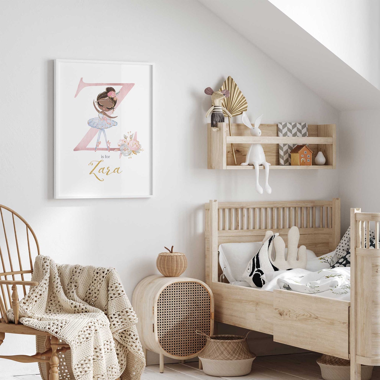 Ballet-themed name print for girls bedroom or toddler room