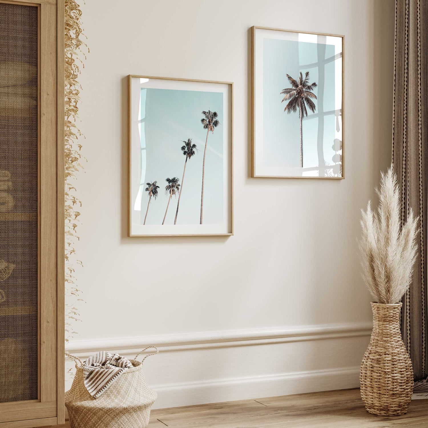 Set of 2 palm tree prints for coastal home decor
