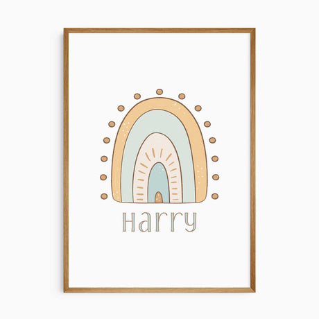 Boho-style baby room wall art featuring dreamy beach-inspired illustrations