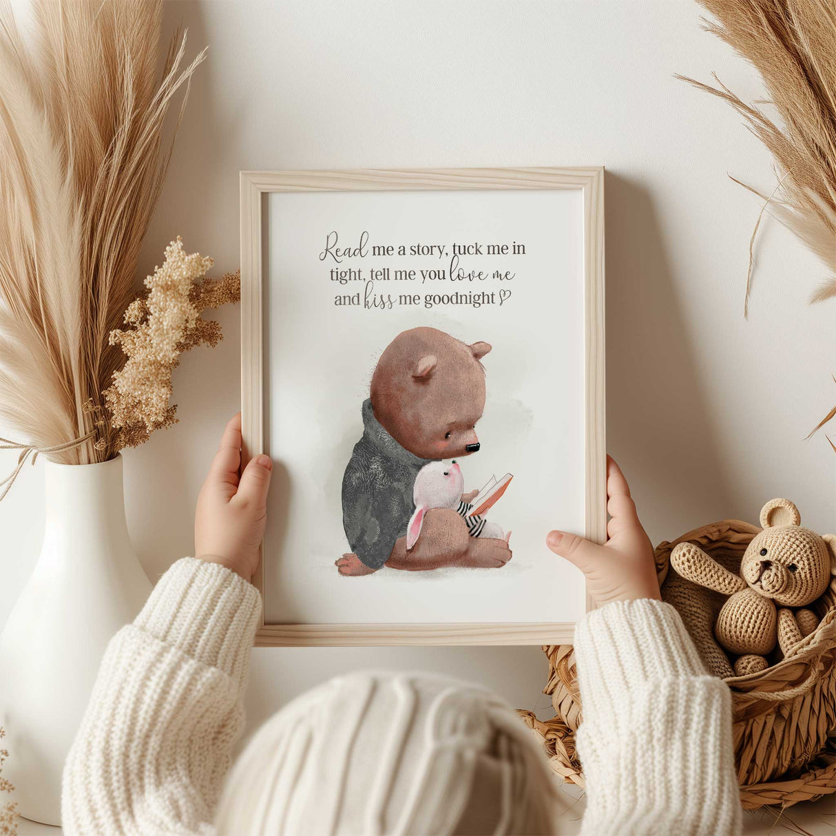 Bear and Bunny Nursery Wall Art – Bedtime Quote Print