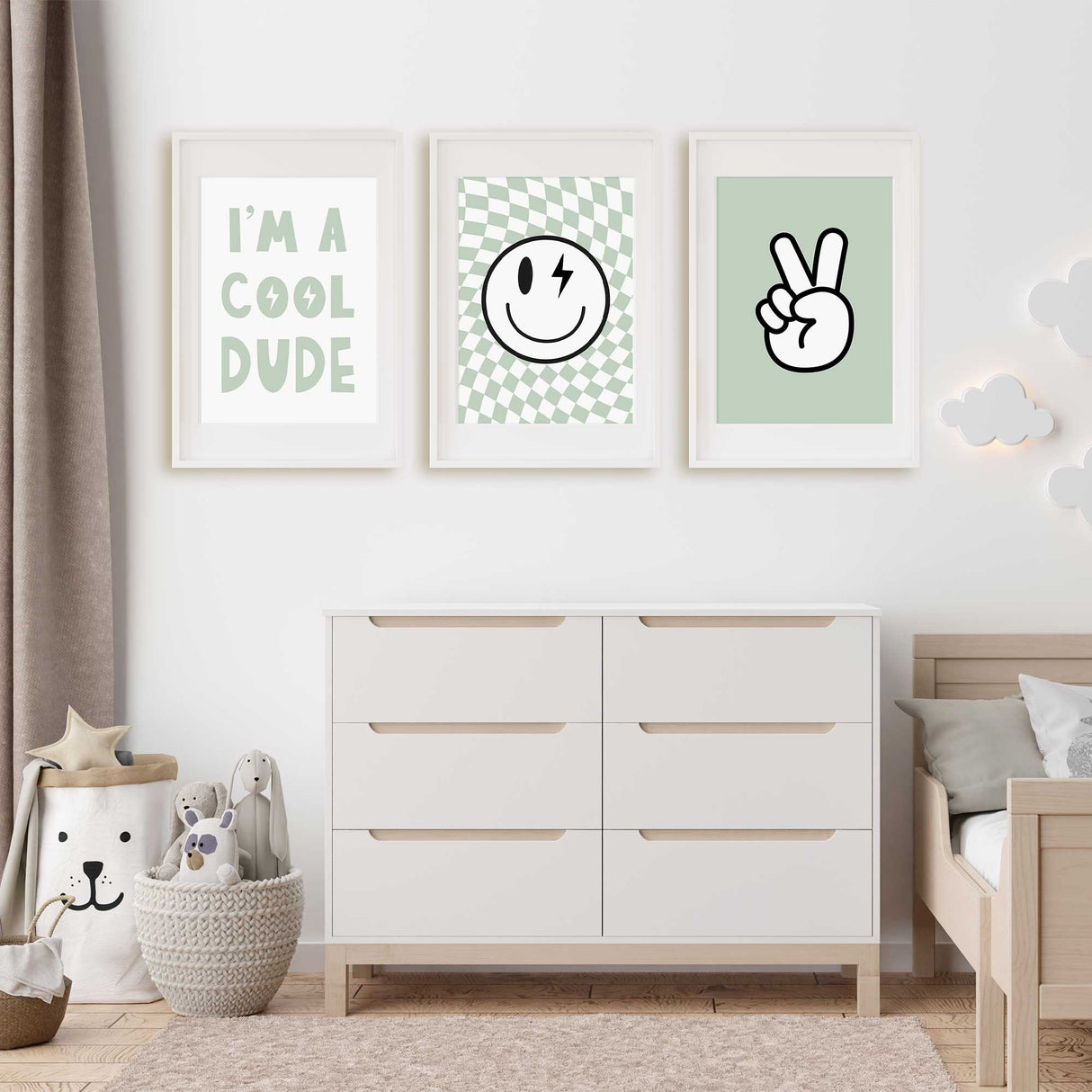 Trendy boys wall print with bold quote and modern design in green and black, perfect for toddler bedrooms or cool kids decor.