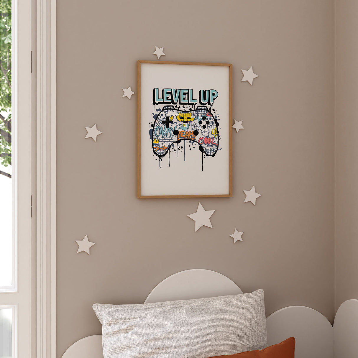 boys gaming wall art graffiti style