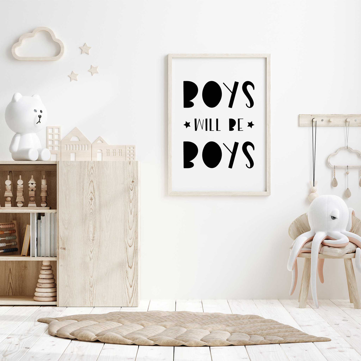 Boys Will Be Boys typography wall art print for boys bedroom or playroom décor