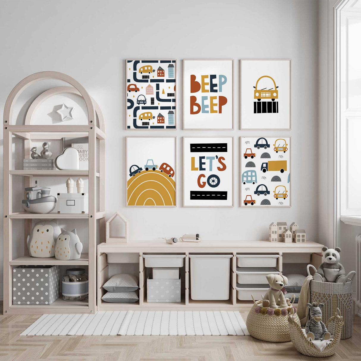 Fun Beep Beep car themed nursery print set