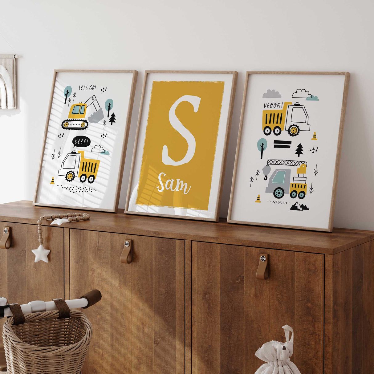 construction truck wall art for boys bedroom decor