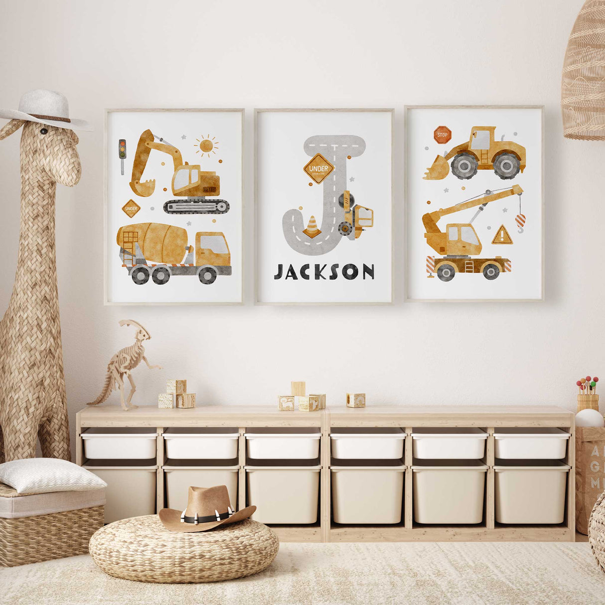 Cement mixer truck wall art for toddler boys nursery or bedroom decor