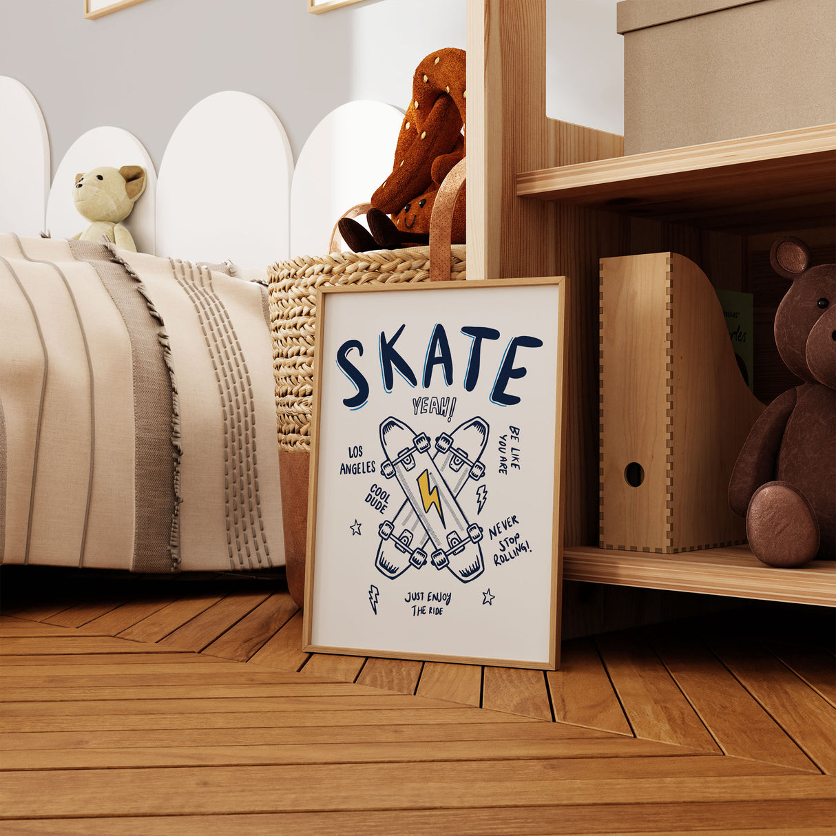 Cool skateboard themed wall decor for boys room
