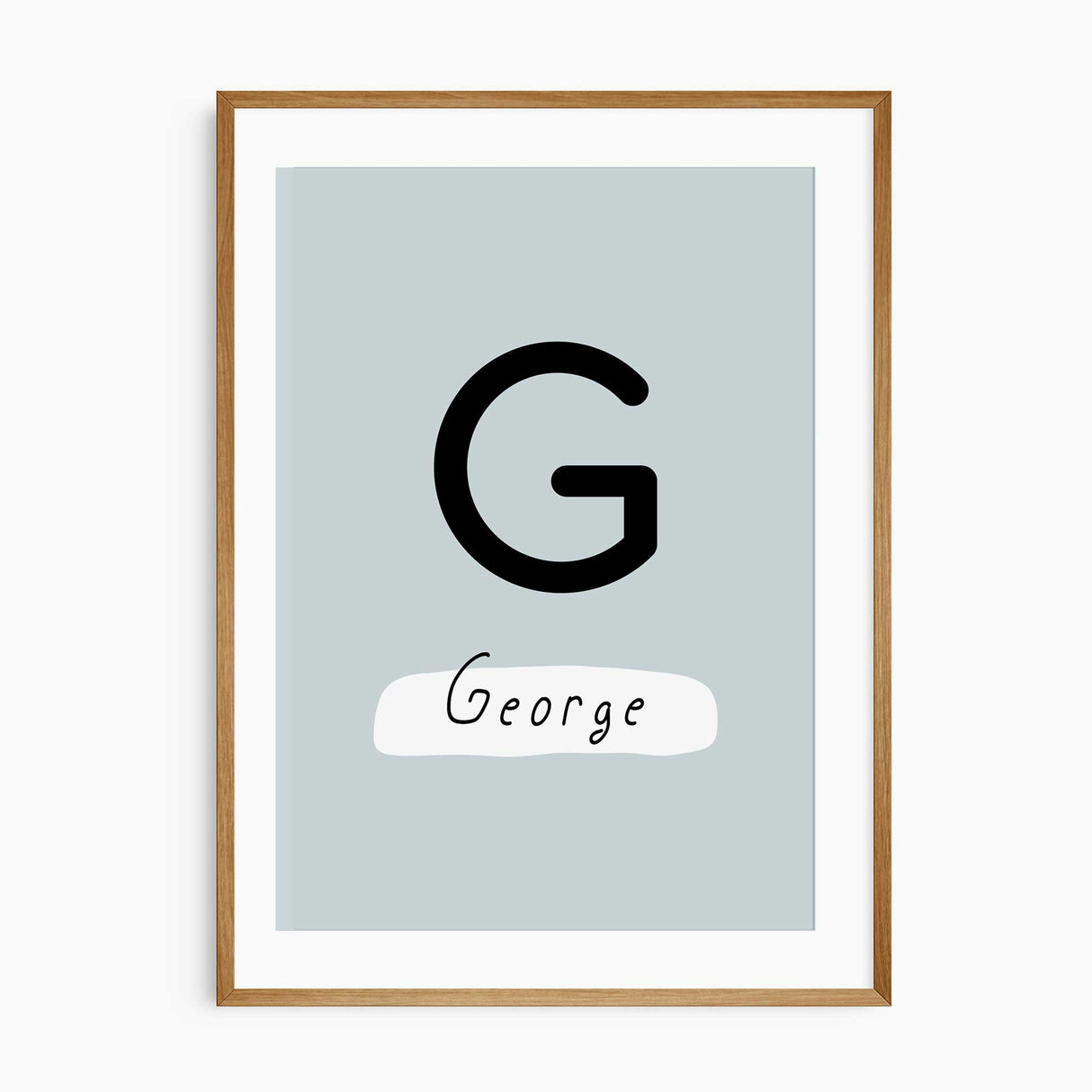 Custom dinosaur name print with child’s initial, fun personalised wall art for boys’ and girls’ rooms