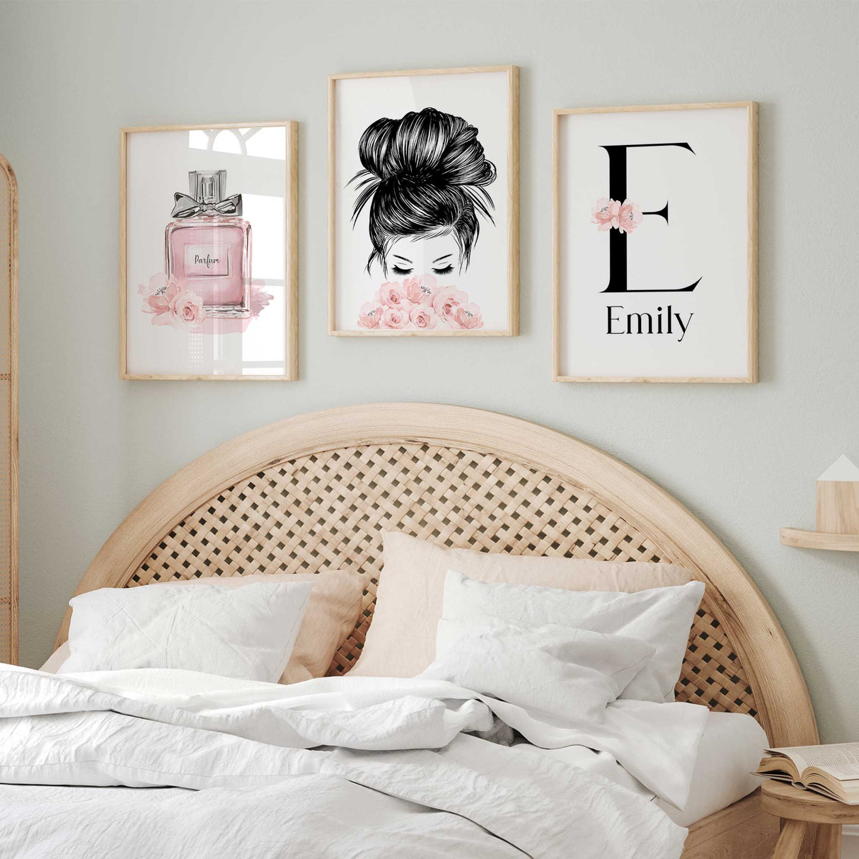 Custom name floral monogram wall print with initial, ideal gift for teenage girls or college students