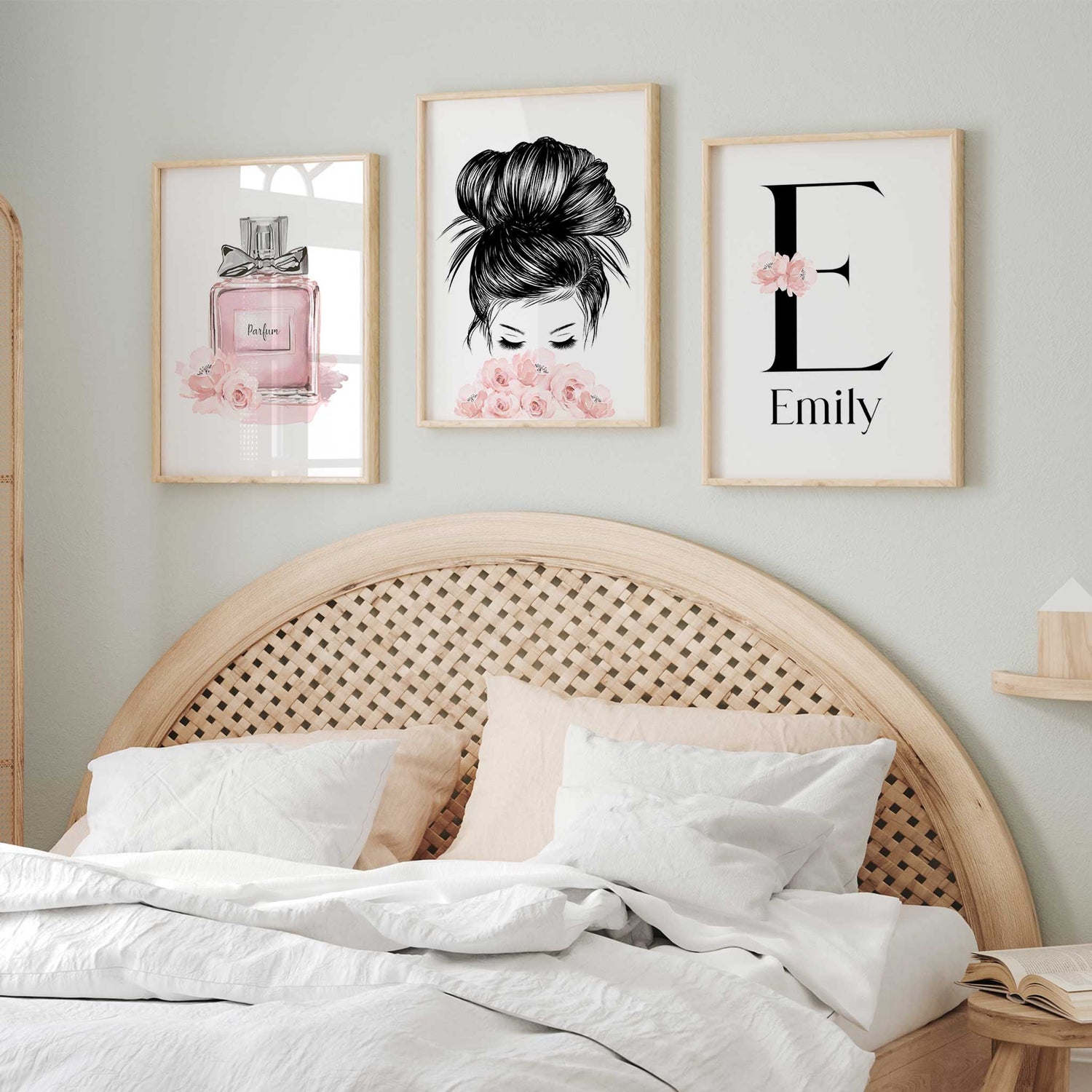 Custom name floral monogram wall print with initial, ideal gift for teenage girls or college students