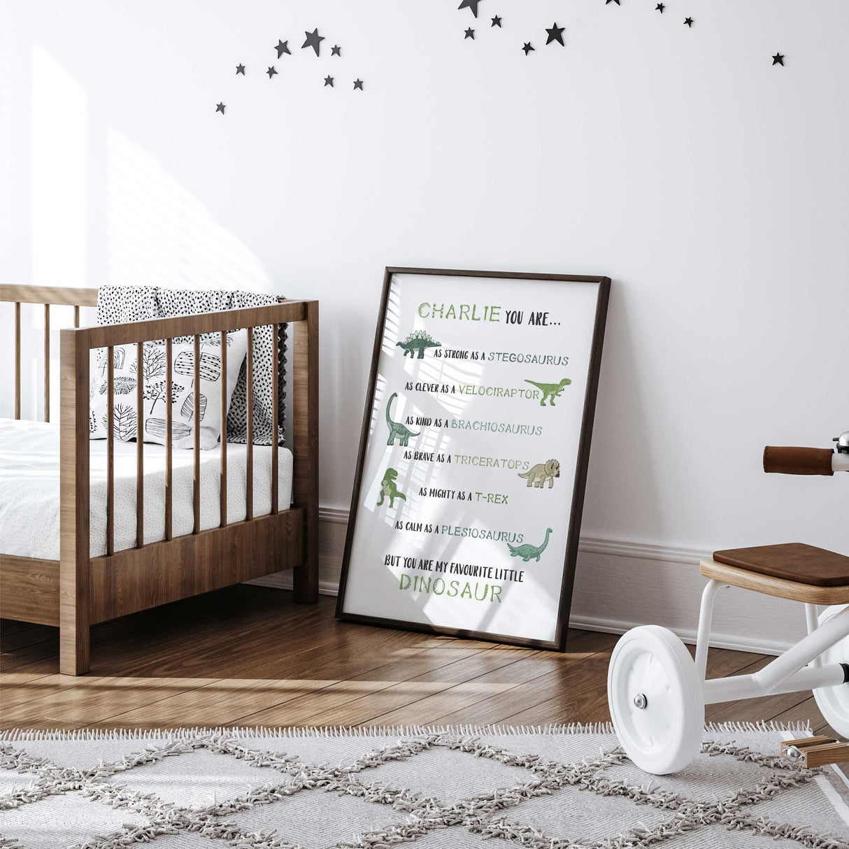 Personalised dinosaur decor for boys room or toddler playroom.