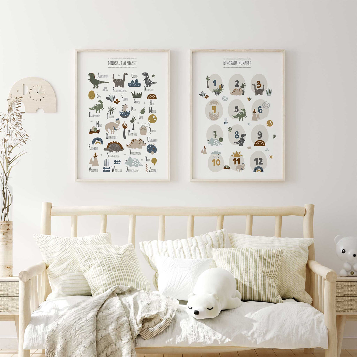 Dinosaur alphabet ABC print for kids bedroom or playroom wall art