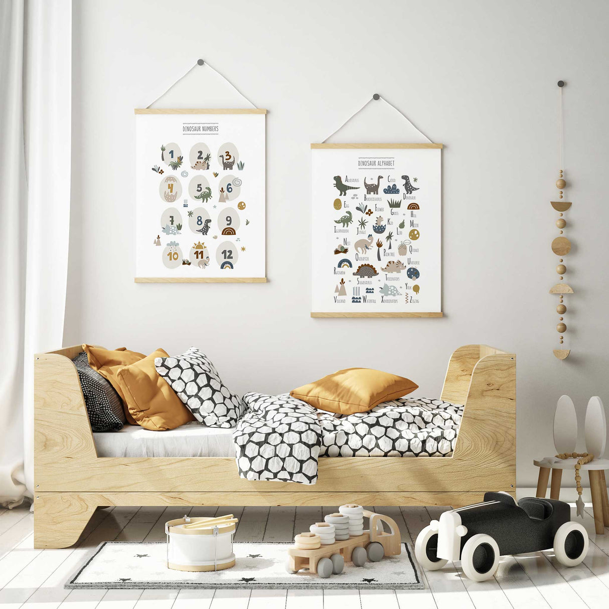 Dinosaur numbers poster for boys nursery or dinosaur-themed room