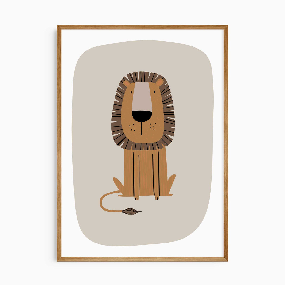 Safari animal print set featuring an elephant, giraffe, and lion - ideal for jungle nursery decor.