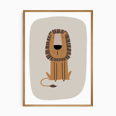 Safari animal print set featuring an elephant, giraffe, and lion - ideal for jungle nursery decor.