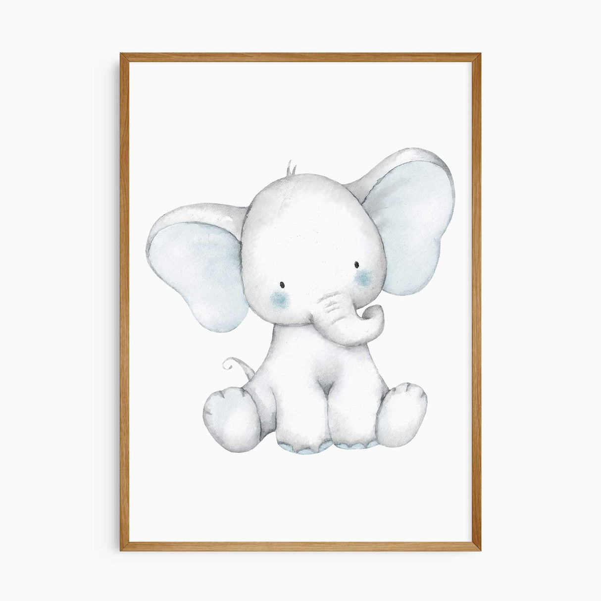 baby boys nursery decor with elephants in a blue colour and a print to be personalised in babies name