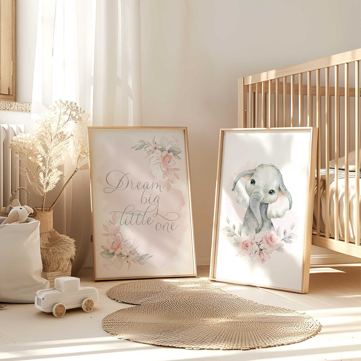 Gentle elephant animal print for baby girl nursery