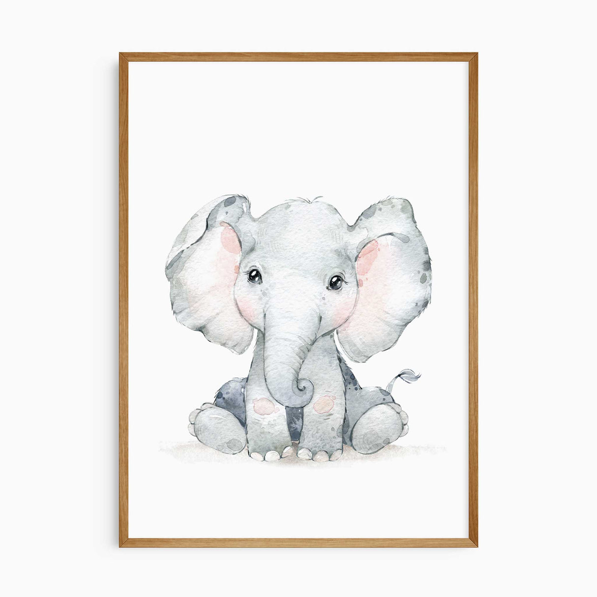 Safari themed kids bedroom wall art with lion, elephant, zebra, and giraffe