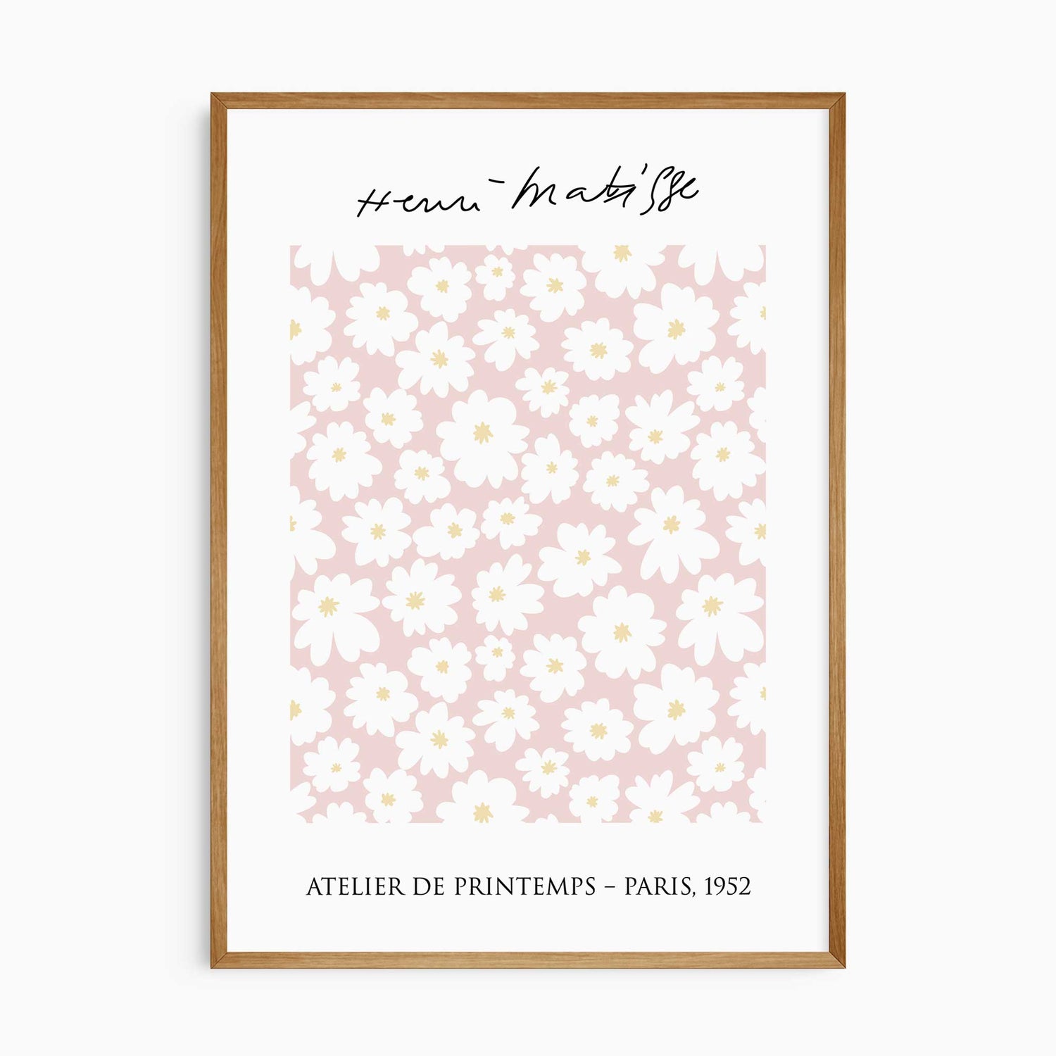 Daisy vase pastel wall art print in Matisse cut-out style
