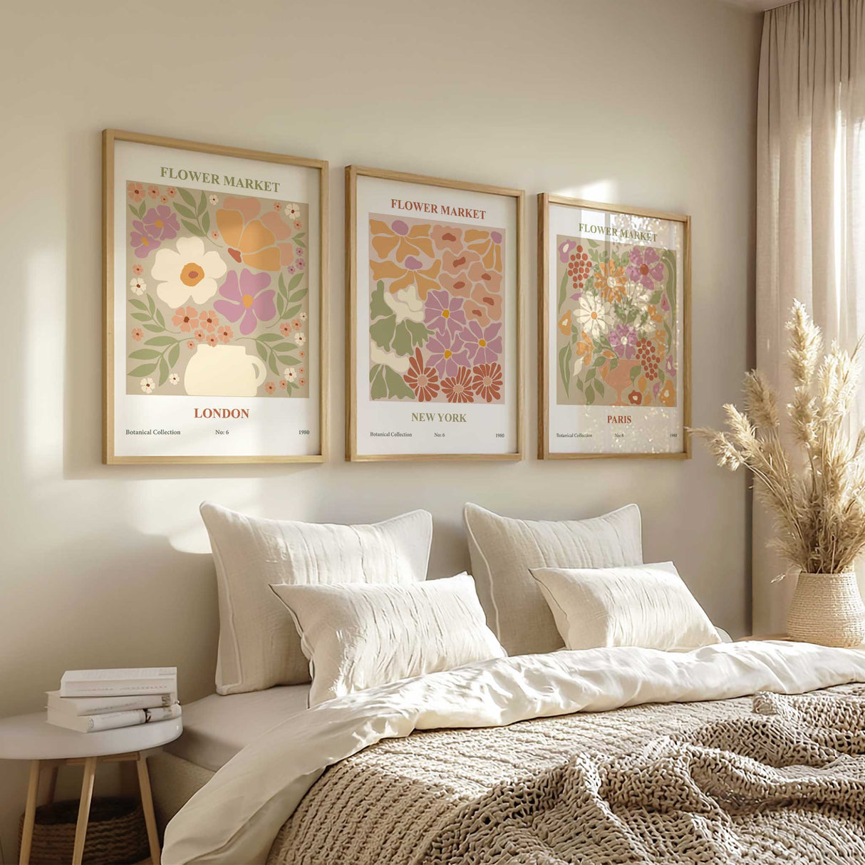 Retro-inspired botanical print set, perfect for modern decor