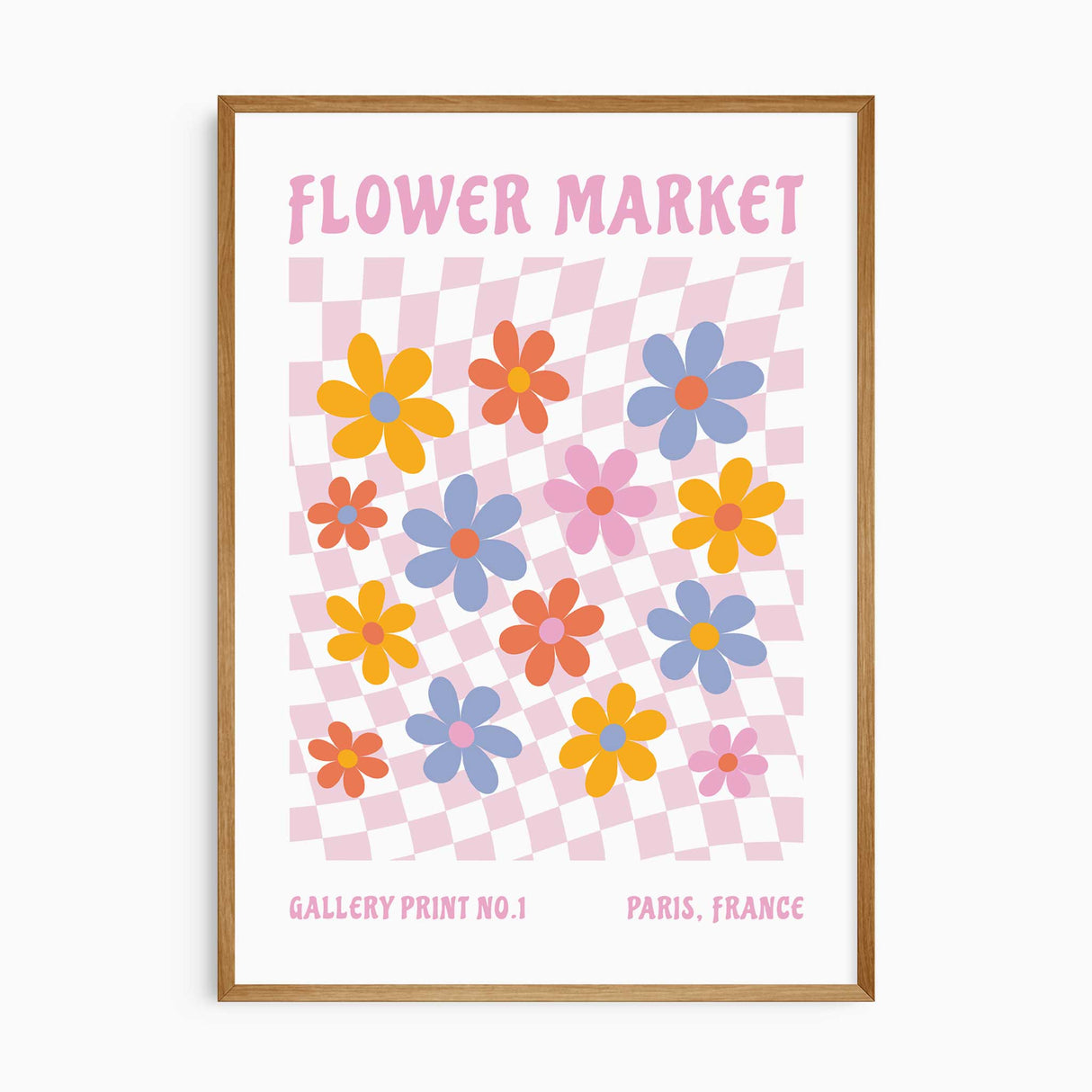 Flower Market wall art print with colourful graphic flowers