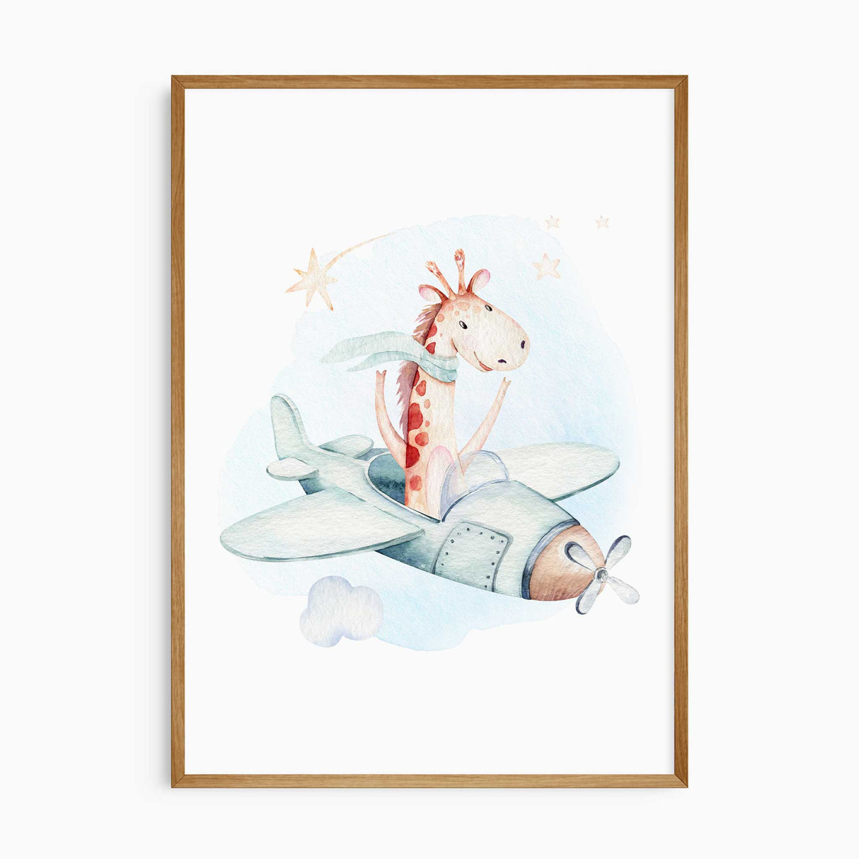 Safari animals flying in airplanes, fun kids room wall art trio.