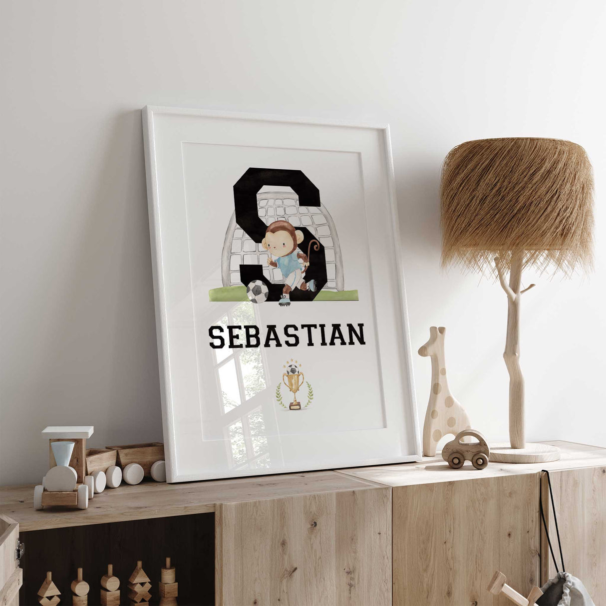 Personalized Kids Soccer Name Art Print for Nursery and Bedroom