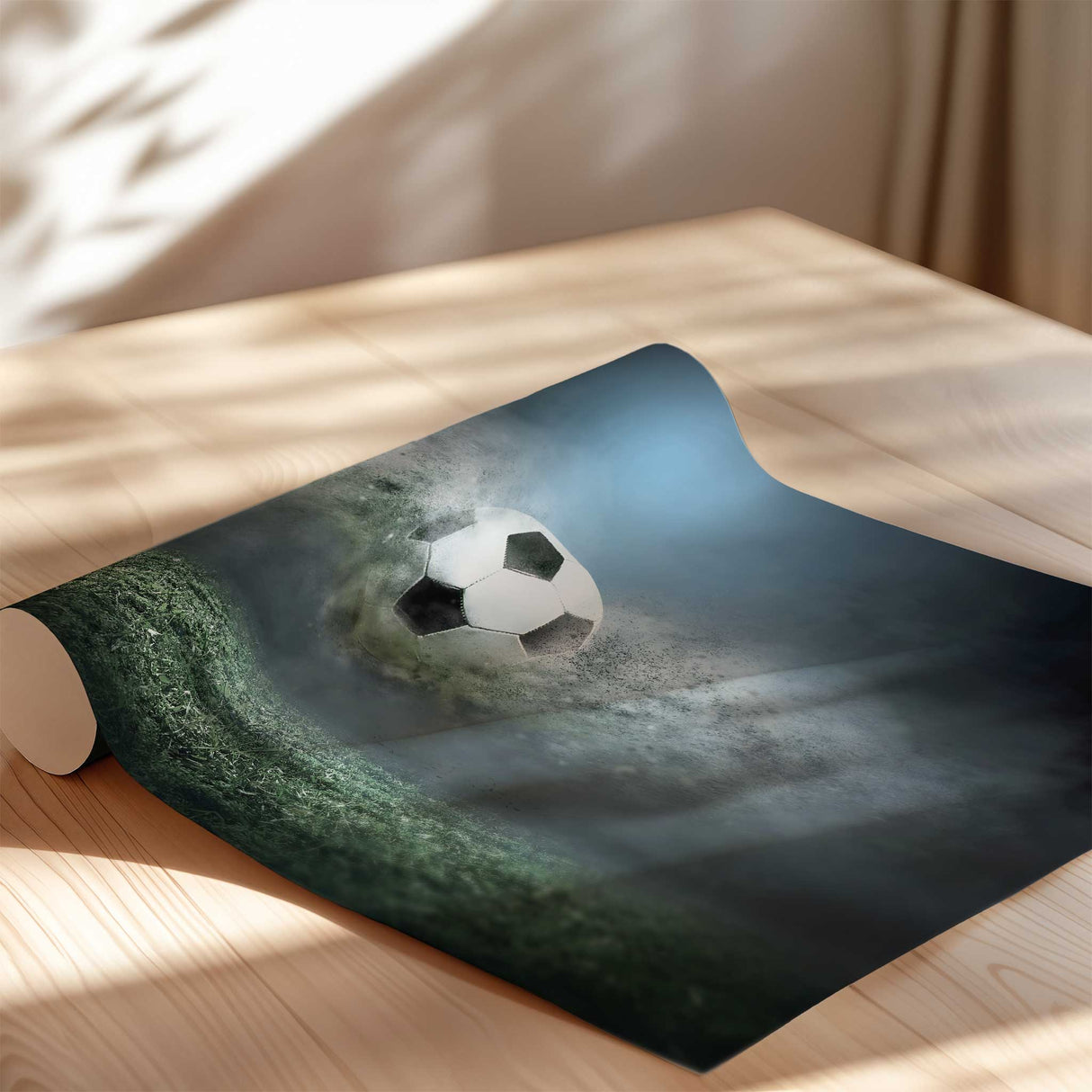 Football print wall art featuring a powerful football design for sports-themed bedrooms."