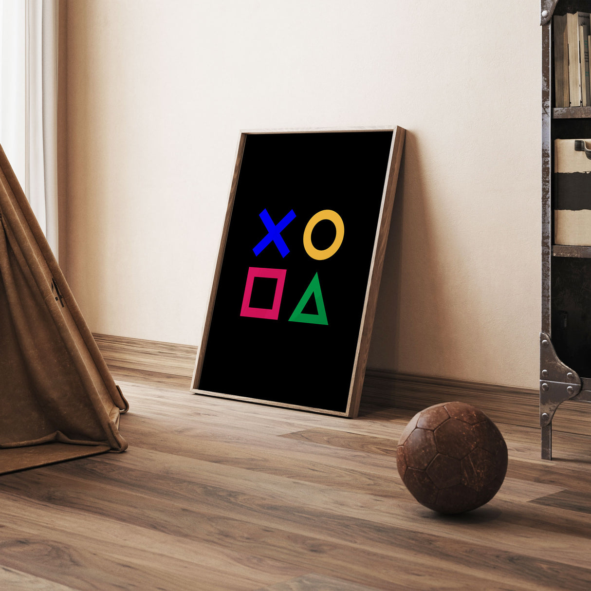 PlayStation button wall art for teen boys gaming room