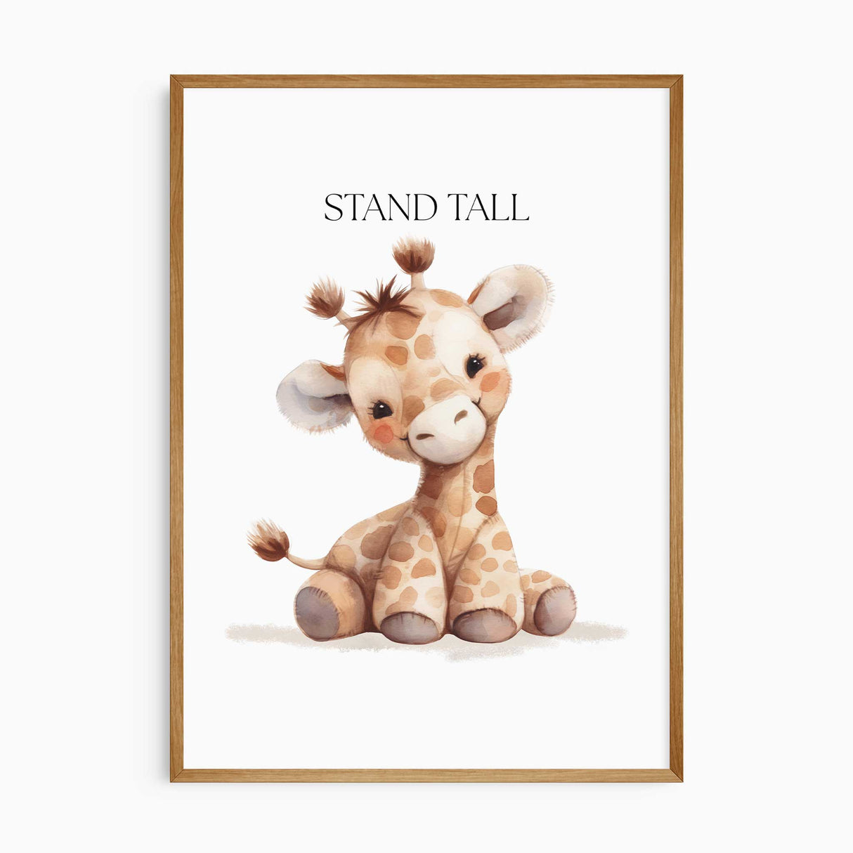 Giraffe safari nursery print 'Stand Tall' from neutral inspirational animal wall decor set