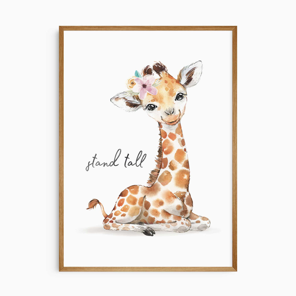 Giraffe nursery wall art for girls with "stand tall" quote