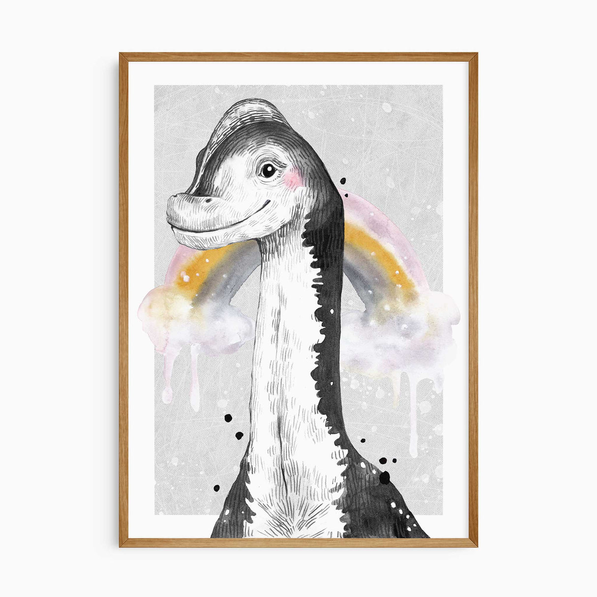 Dinosaur rainbow wall art for girls bedroom or nursery decoration