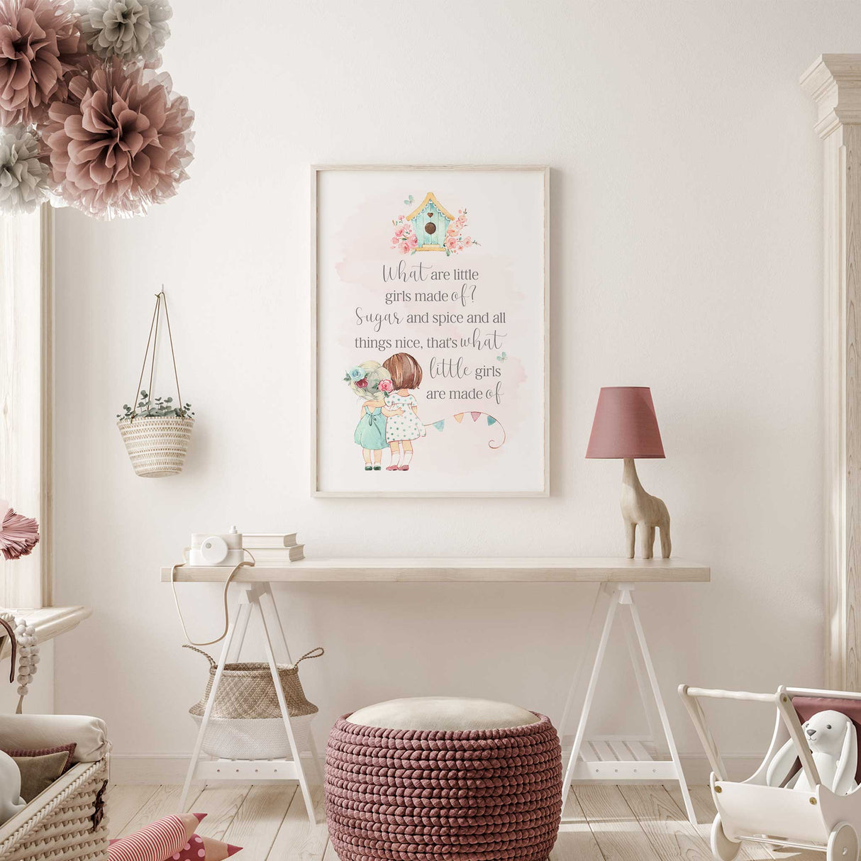 Inspirational girls room print with quote in soft colours