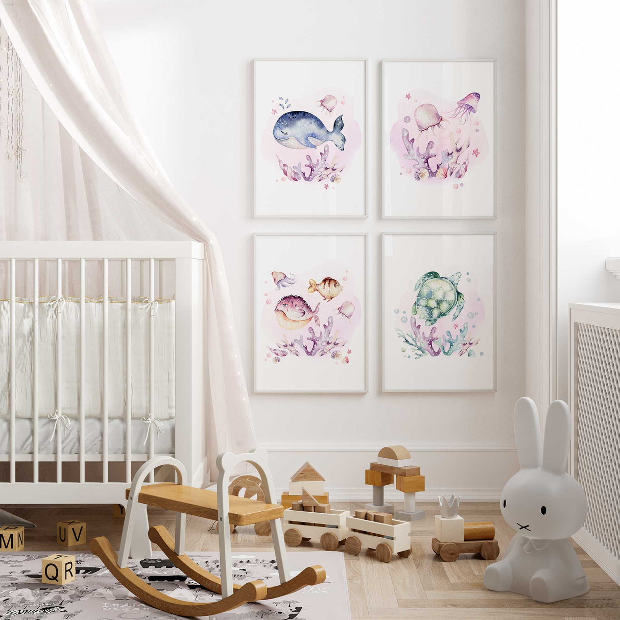 Girls Under The Sea Prints - Set of 4