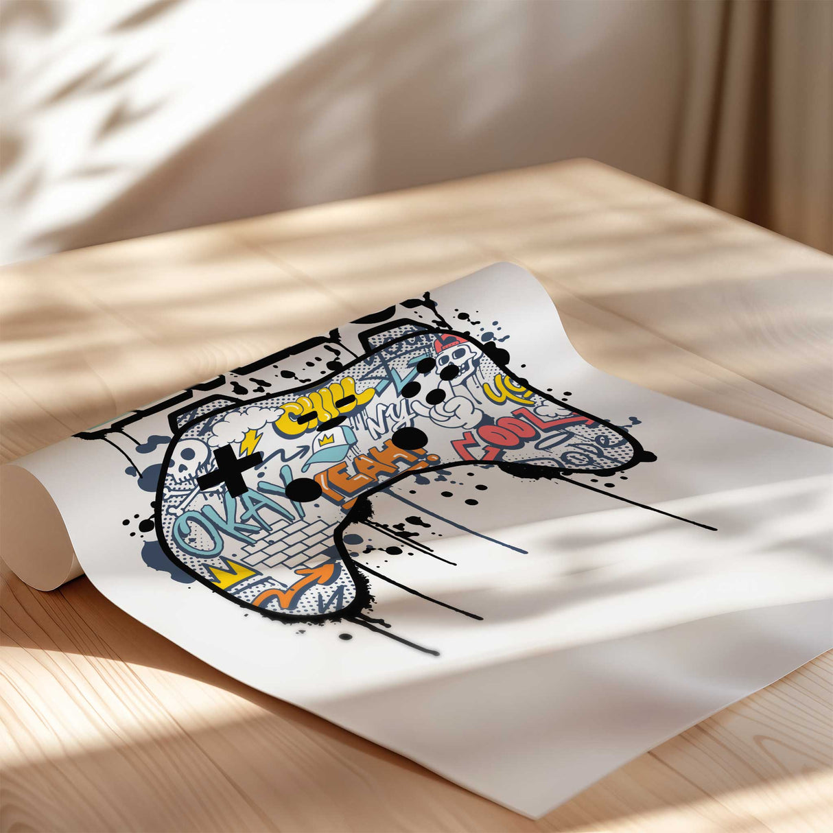 graffiti gamer print boys bedroom