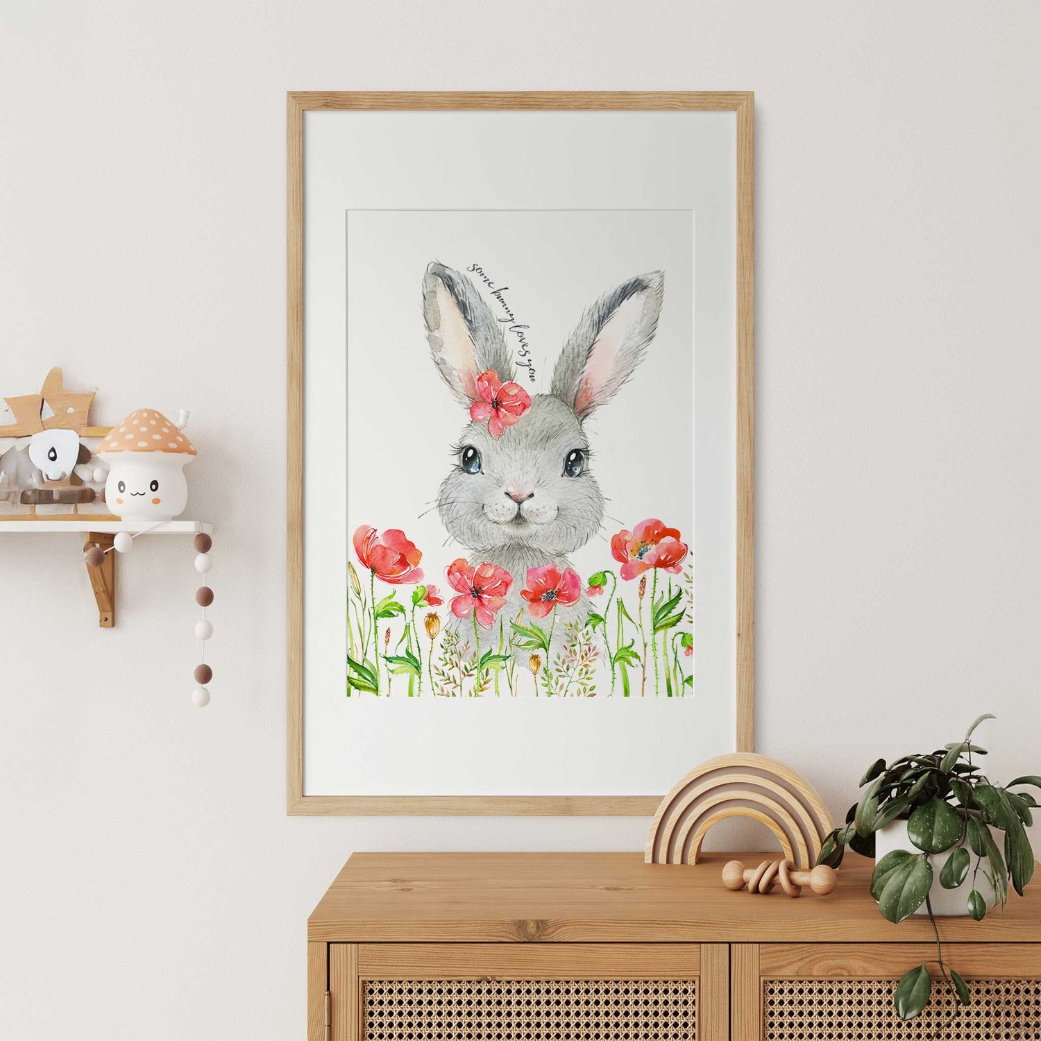 Unframed bunny artwork for baby nursery or child’s bedroom