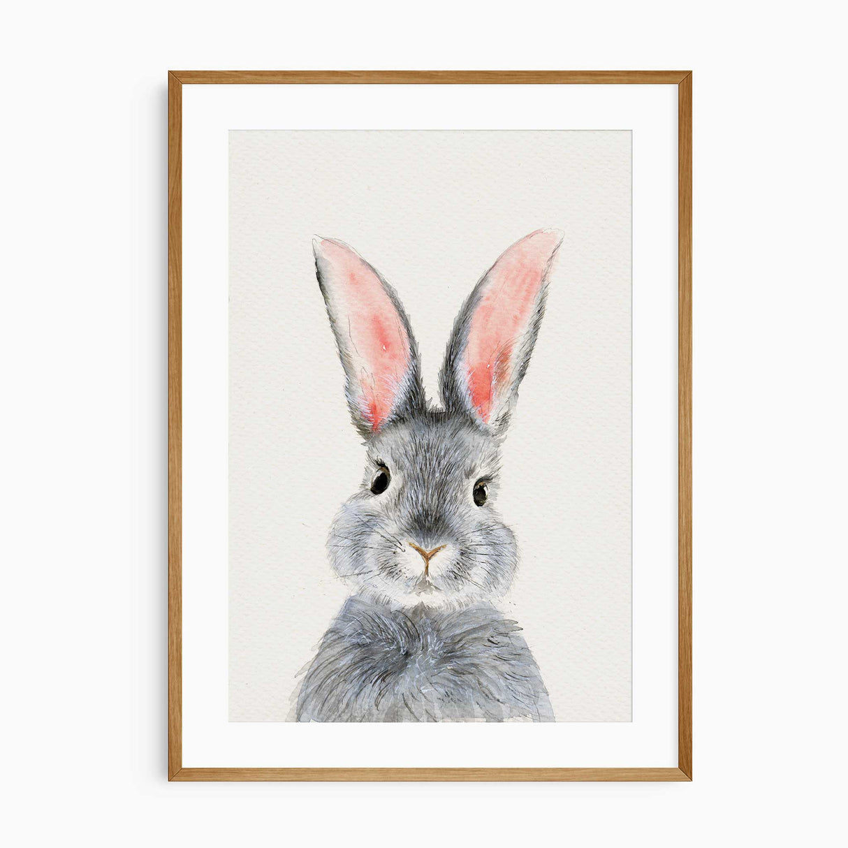 Grey bunny nursery wall art print