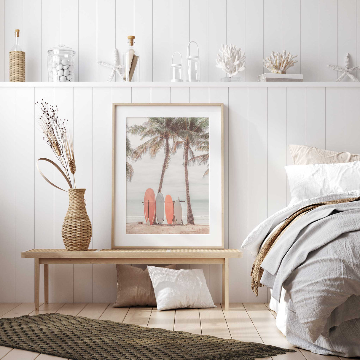 Hawaiian surf scene photography print for beach house decor