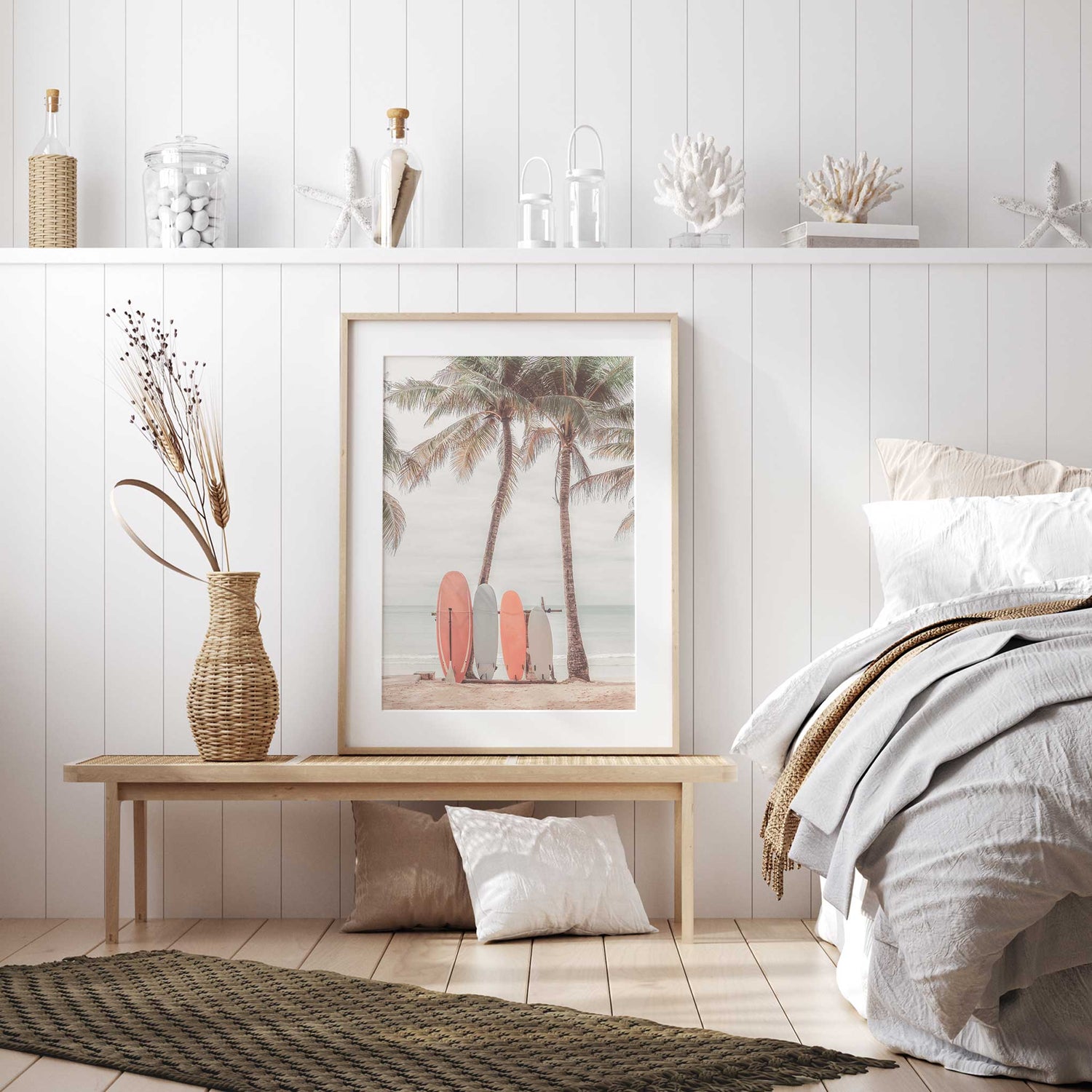 Hawaiian surf scene photography print for beach house decor