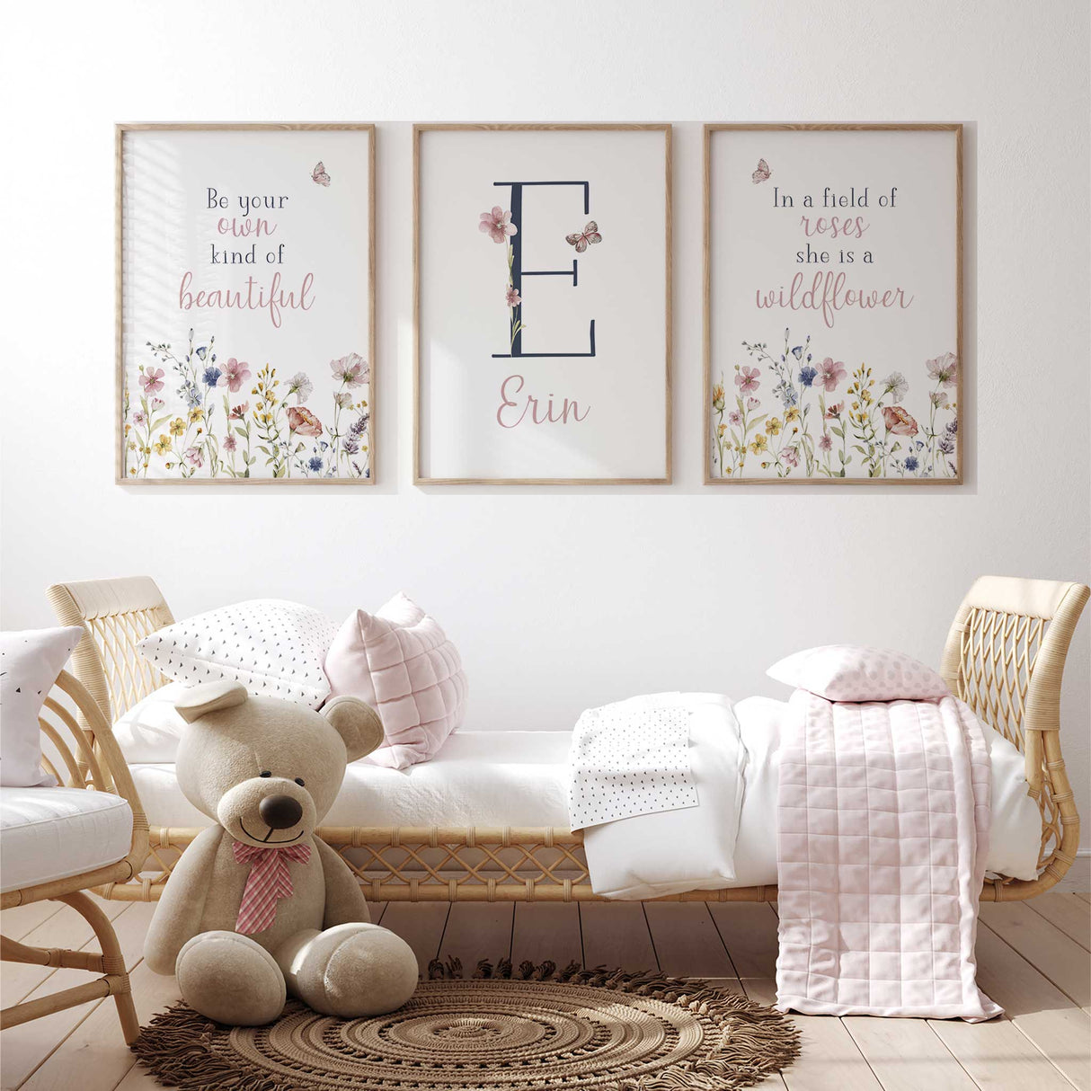 In a field of roses she is a wildflower floral wall art for girls bedroom