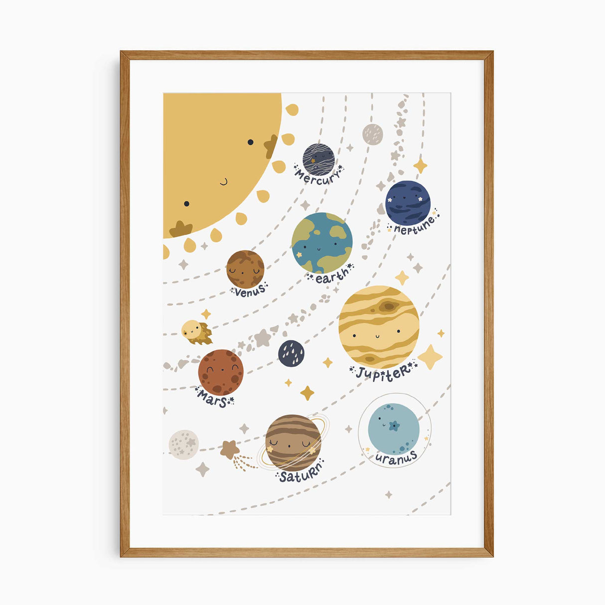 Adorable space decor print for kids bedroom